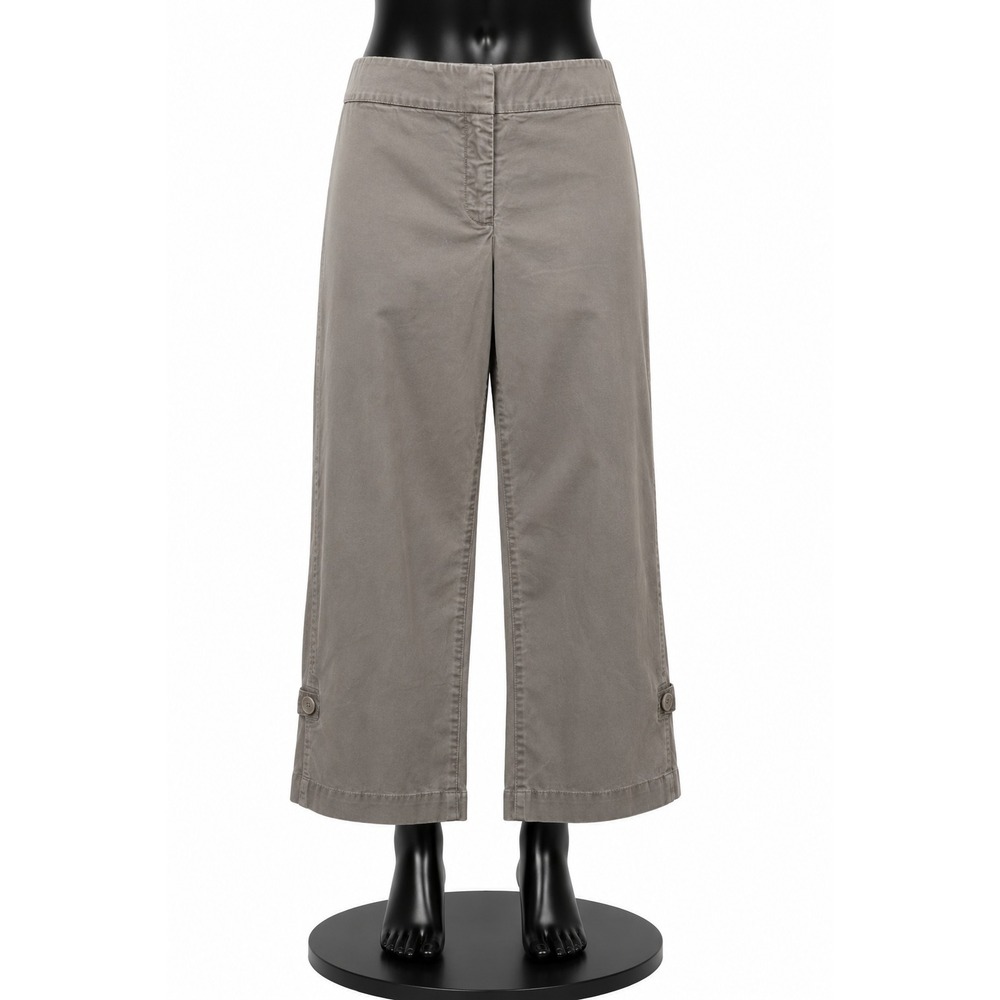 Eileen Fisher Womens Roll Tab Hem Chino Pants Medium Gray Cotton Blend Stretch